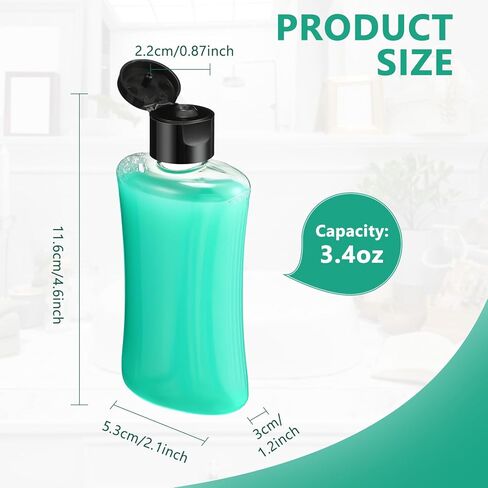 Domensi 50 Pcs 3.4 oz Travel Bottles with Flip Cap Clear Plastic Travel Size Containers Portable Leak Proof Squeeze Bottle Refillable Empty Cosmetic Containers for Liquid Shampoo Lotion in Saudi Arabia