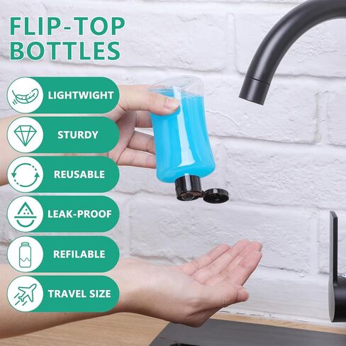 Domensi 50 Pcs 3.4 oz Travel Bottles with Flip Cap Clear Plastic Travel Size Containers Portable Leak Proof Squeeze Bottle Refillable Empty Cosmetic Containers for Liquid Shampoo Lotion in Saudi Arabia