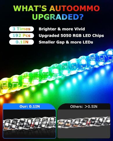 Autoommo 4ft RGB LED LED LIGHT (2 Pack) - 3x Ultra Wright W/Turn & Brake Sync ، Music Sync ، App/Remote ، 366 Modes - IP68 HOTERNA HOYNENA CHIPS W/6 Flags لـ UTV ATV SX RZR Can -Am in Kuwait