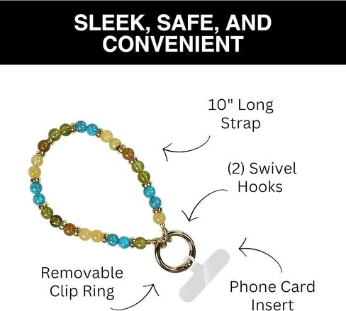 Clip and Go Phone Charm (Dainty Pearl W/Gold Beads) - Hands Free Phone Wrist Strap - Multifunctional Women’s Bracelet or Necklace Holder On Strap for Purse (Nina Collection) in Kuwait