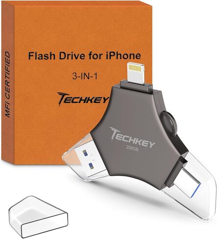USB 3.0 Flash Drive 64gb for iPhone, 3in1 External Memory Picture Keeper Storage Stick for Photo/Video/Data Saver/Backup, V7.99High Speed Thumb Drives for iPhone/iPad/Android/PC - Putty in Saudi Arabia