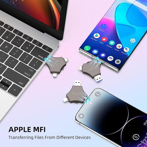 USB 3.0 Flash Drive 64gb for iPhone, 3in1 External Memory Picture Keeper Storage Stick for Photo/Video/Data Saver/Backup, V7.99High Speed Thumb Drives for iPhone/iPad/Android/PC - Putty in Saudi Arabia