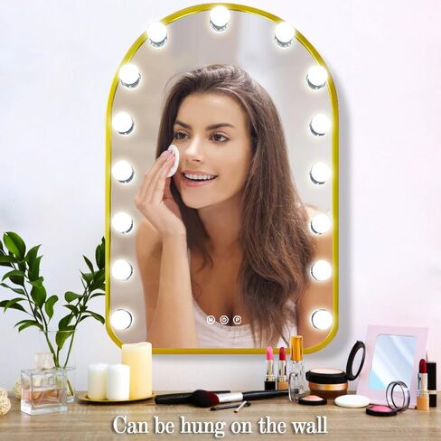 Thekla Gold Arch Hollywood Vanity Mirror مع أضواء لجدار مكتب المكياج الجدار القابل للفصل in Kuwait