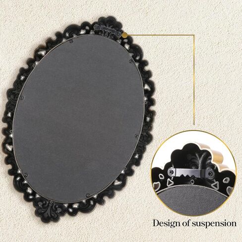2PCS Vintage Decorative Wall Mirror Small Oval Wall Hanging Mirrors Antique Gold Carved Framed Mirror for Entryways Bedroom Living Room Dresser Decor in Saudi Arabia