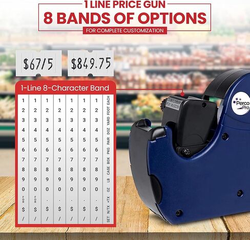 Perco Pro 1 Line Price Gun مع طقم الملصقات ، ويشمل مسدس تسعير خط واحد ، و 10،000 ملصق أبيض ، مع inker محمّل مسبقًا in Kuwait