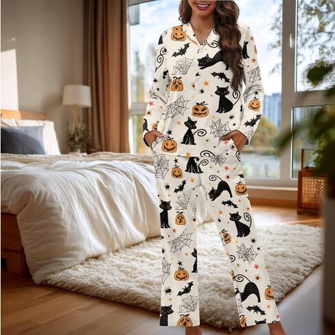 Button Up Pj Set Matching Pajamas Long Sleeve Sleepwear Soft Outfits 3 Pieces Cute Pjs Pajama with Bow Hair Band in Saudi Arabia