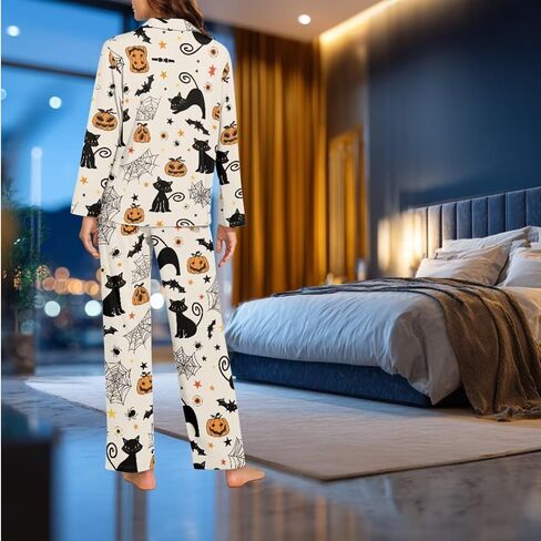 Button Up Pj Set Matching Pajamas Long Sleeve Sleepwear Soft Outfits 3 Pieces Cute Pjs Pajama with Bow Hair Band in Saudi Arabia