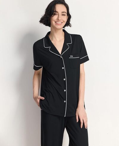 GYS Women's Pajama Set Bamboo Viscose Notch Collar Button Down Short Sleeve Top with Pants 2 Piece Sleepwear in Saudi Arabia