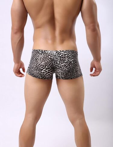 Men's Sexy Underwear Leopard Print Boxer Briefs Breathable Underpants Stretch Cheeky Trunks with Pouch S-XL in Saudi Arabia