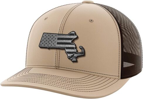 نصف نصف ماساتشوستس بليك جلود باتش القبعة-الولايات المتحدة الأمريكية صنعت شبكة Snapback قابلة للتعديل-United-6 لوحات mid profile in Kuwait