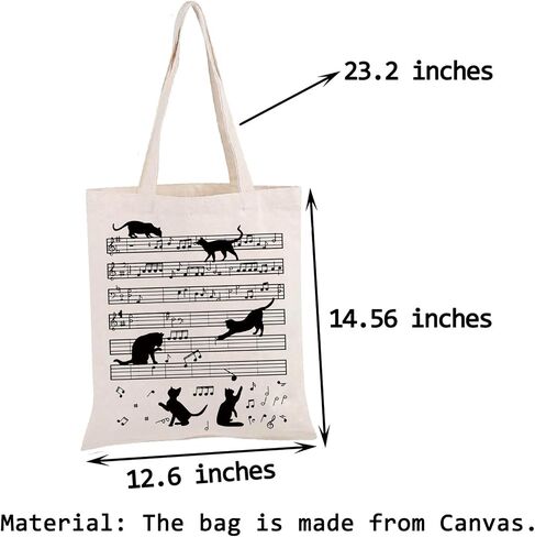 PWHAOOO MUSIC NOTE TOTE BAG Funny Music Tote Bag Musician Gifts Music Loving Gift Cat Lover in Saudi Arabia