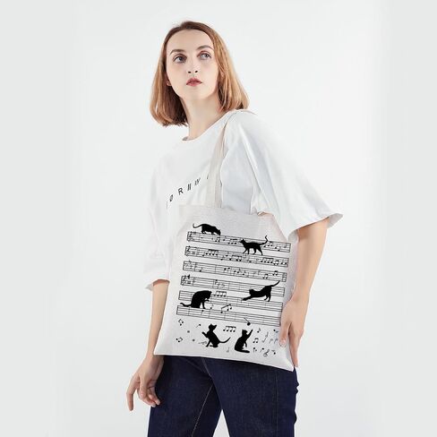 PWHAOOO MUSIC NOTE TOTE BAG Funny Music Tote Bag Musician Gifts Music Loving Gift Cat Lover in Saudi Arabia