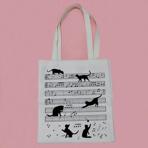 PWHAOOO MUSIC NOTE TOTE BAG Funny Music Tote Bag Musician Gifts Music Loving Gift Cat Lover in Saudi Arabia
