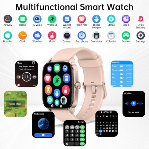 Smart Watch for Men Women with Bluetooth Call Light Blue in Saudi Arabia
