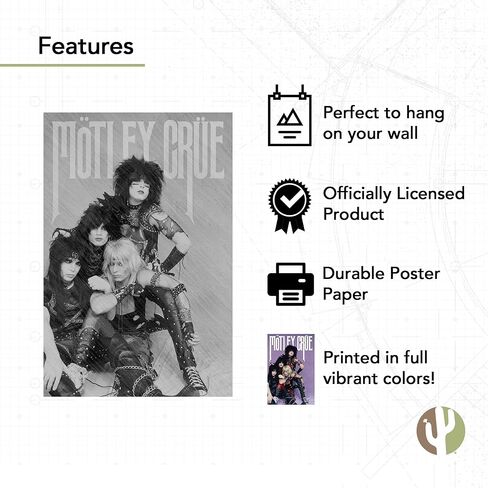Desert Cactus Motley Crue Poster 11 x 17 Inch Room Office Décor Decoration Official Fan Gear (11x17 inch,Design 11, Paper) in Saudi Arabia