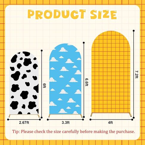3 Pcs Cartoon Arch Backdrop Cover Set 4FT 5FT 6FT Backdrop Stand Cover Spandex Arch Stand Covers for Wedding Ceremony Birthday Banquet Boys Girls Baby Shower Decoration in Saudi Arabia
