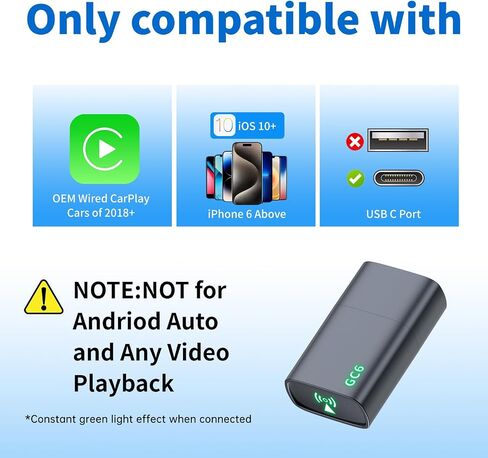 Mini CarPlay Wireless Adapter,Wireless Carplay Adapter,No Cable,Instant Connection,100% Restore Sound & Lmages, for iPhone iOS 10+ and Car from 2018+ in Saudi Arabia