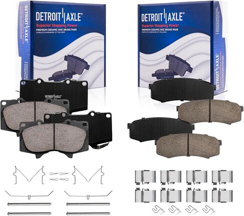 Detroit Axle - 4pc الفرامل منصات الفرامل لـ Toyota 4runner FJ Cruiser Sequoia Lexus GX460 GX470 ، 4 منصات الفرامل الأمامية والخلفية البديلة: 5.3 "بطول الفرامل الأمامي بوصة in Saudi Arabia