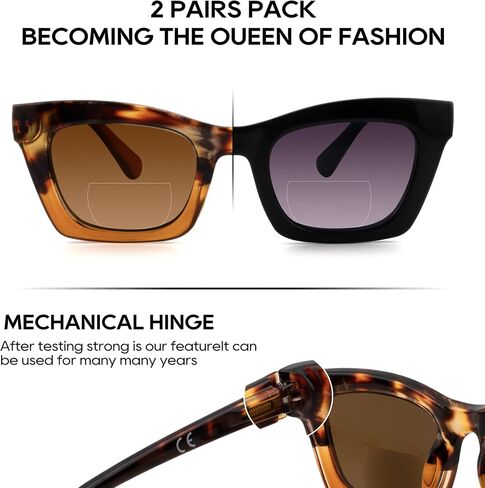 HIYANJN 2 Pack Bifocal Reading Sunglasses for Women Men UV400 Protection Outdoors Fashion Sun Readers With Spring Hinge in Kuwait