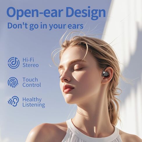 Open Ear Headphones Wireless Bluetooth 5.4, Open Ear Earbuds, Over Ear Earbuds, Sport Headphones for Workout Running, HiFi Stereo, Ultra Long Battery Life(Beige) in Saudi Arabia