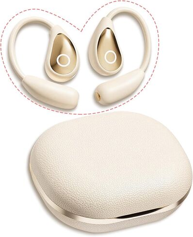 Open Ear Headphones Wireless Bluetooth 5.4, Open Ear Earbuds, Over Ear Earbuds, Sport Headphones for Workout Running, HiFi Stereo, Ultra Long Battery Life(Beige) in Saudi Arabia