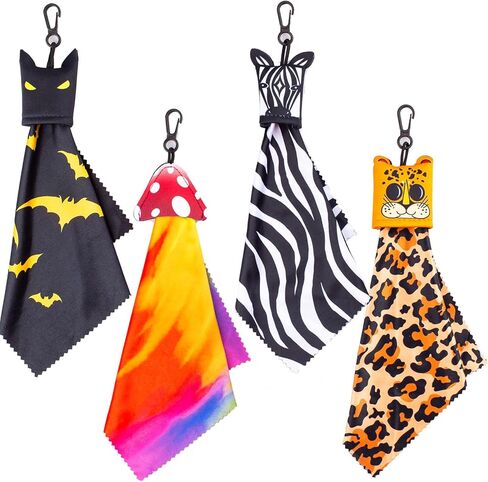 Glasses Cleaning Cloth Original Cute Animals, Microfiber Eye Glass Clean Cloths Cleaner Keychain for Eyeglasses Wipes, Camera Cell Phone,Screens, Camera 4PCS in Saudi Arabia