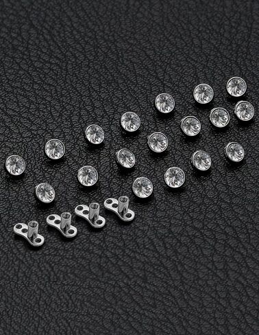 Dermal Anchor Tops and Base 14G Cubic Zirconia Surgical Steel Microdermals Body Piercings Jewelry Punk Micro Internally Threaded Dermal Stud Piercing for Women Men 2.5mm 3mm 4mm in Saudi Arabia