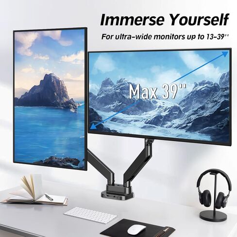 MOUNTUP Ultrawide Monitor Arm for 17-43 inch Curved Screen, Holds up to 33 lbs, Heavy Duty Monitor Desk Mount, Adjustable Gas Spring Arm, Computer Monitors Stand for Desk, VESA Mount in Kuwait