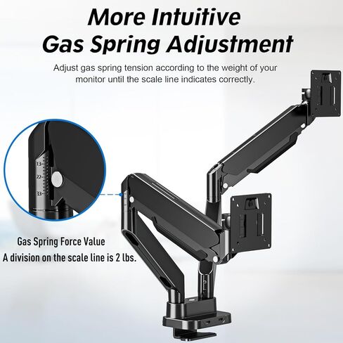 MOUNTUP Ultrawide Monitor Arm for 17-43 inch Curved Screen, Holds up to 33 lbs, Heavy Duty Monitor Desk Mount, Adjustable Gas Spring Arm, Computer Monitors Stand for Desk, VESA Mount in Kuwait