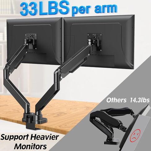 MOUNTUP Ultrawide Monitor Arm for 17-43 inch Curved Screen, Holds up to 33 lbs, Heavy Duty Monitor Desk Mount, Adjustable Gas Spring Arm, Computer Monitors Stand for Desk, VESA Mount in Kuwait