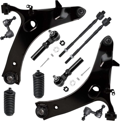 Detroit Axle - 10pc Front End Control Arms Kit for 11-14 Subaru Impreza, 2 Lower Control Arms w/Ball Joint 4 Tie Rods 2 Boots 2 Sway Bars 2011 2012 2013 2014 Replacement in Saudi Arabia