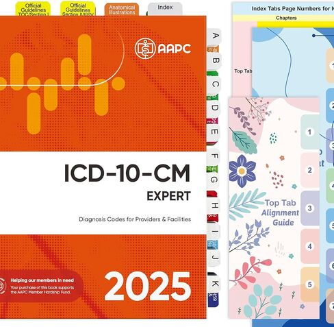 علامات تبويب الفهرس لـ ICD-10-CM 2024 إصدار AAPC ، علامات تبويب الكتب الكاملة مع الفراغات ، المرجعية ، مغلفة بالألوان مع دليل محاذاة وأرقام الصفحات (كتاب غير مدرج) in Kuwait