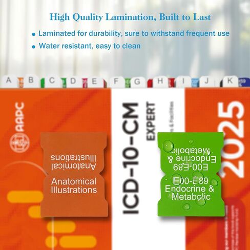 علامات تبويب الفهرس لـ ICD-10-CM 2024 إصدار AAPC ، علامات تبويب الكتب الكاملة مع الفراغات ، المرجعية ، مغلفة بالألوان مع دليل محاذاة وأرقام الصفحات (كتاب غير مدرج) in Kuwait
