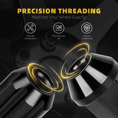 muge racing M12x1.25 Lug Nut 20 PCS, Wheel Lock Bulge Acorn Open End Lug Nut Set Compatible with Toyota, Honda, Ford, Mitsubishi, Mazda, KIA, Hyundai, 1 Socket Included, Black in Kuwait