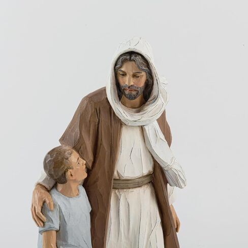 Jesus Christ with Child, First Communion boy Gift He Walks with me Sculpture, Hand Painted, Religious Modern Home Decor, Christian Figurines, 9.5 Inch in Kuwait