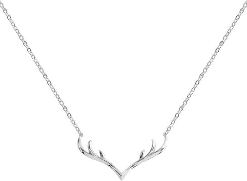 925 Sterling Silver White Gold Plated Deer Deer Antlers Netlace قلادة 15 "-17" ، WK99007 in Kuwait
