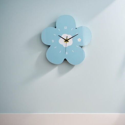 12 Inch Blue Flower Wall Clock Petal Design Wall Clock Silent Non Ticking Clock Creative Clock Quartz Clock Battery Powered Arabic Numerals Decorative Home Living Room Size:33.5 * 29.5CM in Saudi Arabia