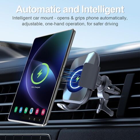 2-in-1 Phone Holders for Your Car, 15W Wireless Charger Car Mount for Samsung Galaxy Z Fold 6 5 4 3 2, Cell Phone Holder for Air Vent Dashboard, Dual Coil Qi Fast Charge, Auto Clamping in Saudi Arabia