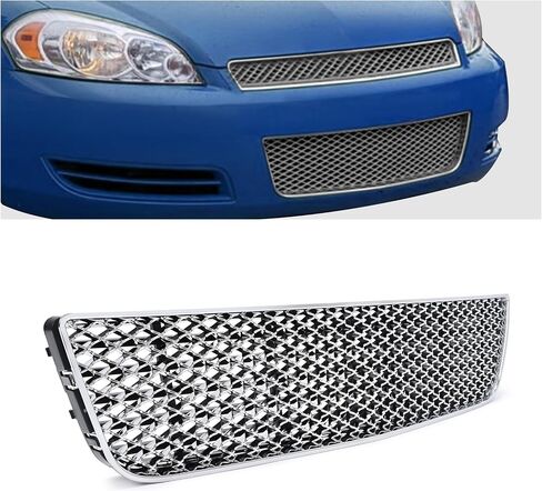 KUAFU Front Bumper Lower Grille Compatible with 2006-2013 Chevy Impala 2014-2016 Chevrolet Impala Limited Replacement for GM1036106 Hood Grill Insert Guard Plastic(ABS+PP) -Silvery in Saudi Arabia