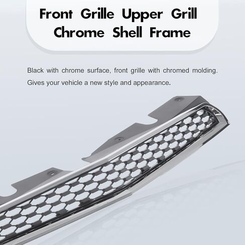 CarPartsDepot Front Grille Upper Grill Chrome Shell Frame With Black Insert Compatible with Chevrolet 2010-2015 Equinox GM1200622 25798744 in Saudi Arabia