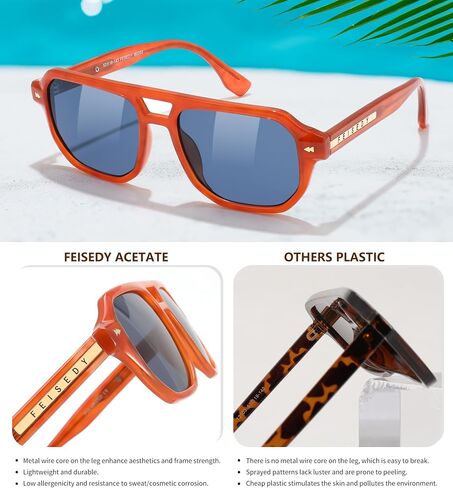 FEISEDY Polarized Aviator Sunglasses Men Women, Retro 70s Style Design - UV400 Protection, Driving & Daily Wear B0203 in Saudi Arabia