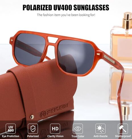 FEISEDY Polarized Aviator Sunglasses Men Women, Retro 70s Style Design - UV400 Protection, Driving & Daily Wear B0203 in Saudi Arabia