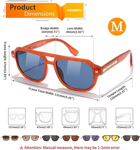 FEISEDY Polarized Aviator Sunglasses Men Women, Retro 70s Style Design - UV400 Protection, Driving & Daily Wear B0203 in Saudi Arabia