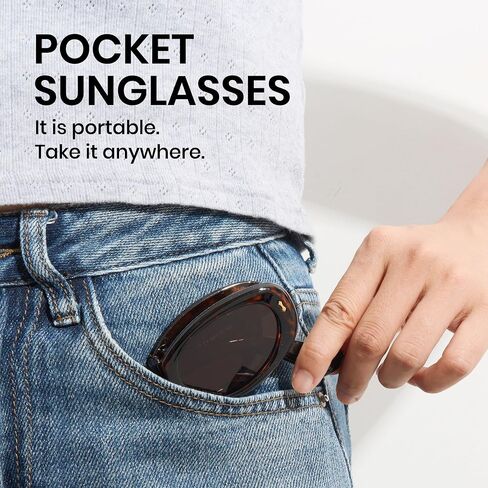 Cyxus Folding Polarized Sunglasses Oval for Men Women Easy Carry Foldable Sunglasses UV400 Protection P1182 in Saudi Arabia