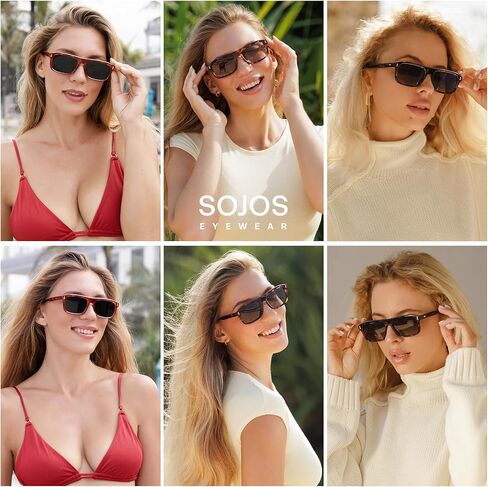 SOJOS Retro Vintage Polarized Sunglasses for Women Men, Trendy Rectangle Womens Mens Shades SJ2290S in Saudi Arabia