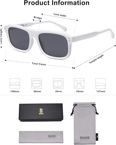SOJOS Retro Vintage Polarized Sunglasses for Women Men, Trendy Rectangle Womens Mens Shades SJ2290S in Kuwait