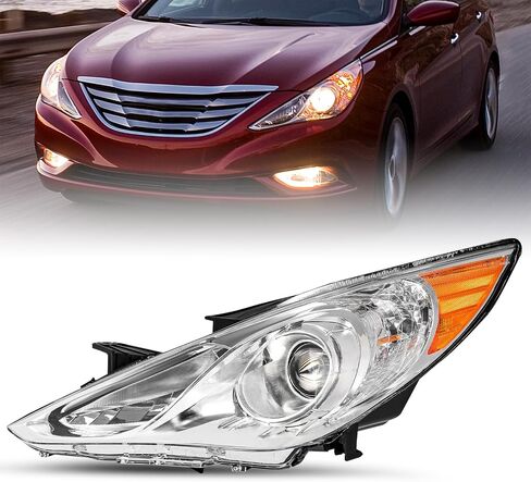 Headlight Assembly Fit for 2011 2012 2013 2014 Hyundai Sonata, Not for Hybrid Model, Left Driver Side in Kuwait