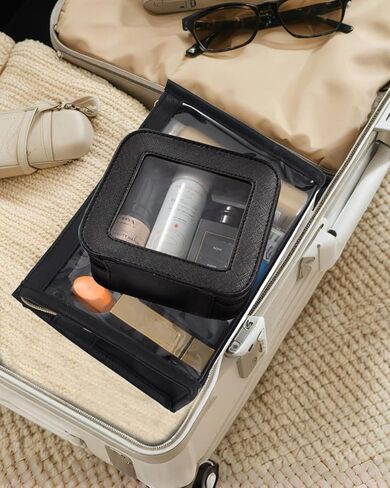 2 PCS مجموعة أكياس MAKUP CLEAR ، حقيبة مستحضرات تجميل صغيرة مستحضرات تجميل مقاومة للماء مع سحاب لطيف مكياج أكياس أساسية للسيارة للنساء (مجموعة بيضاء) in Kuwait