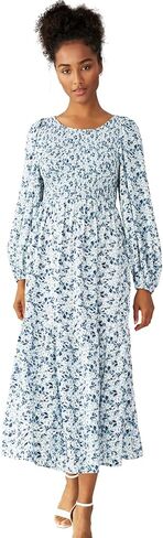 ellos Plus Size Smocked Bodice Tiered Midi Dress in Saudi Arabia