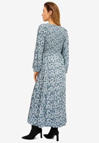 ellos Plus Size Smocked Bodice Tiered Midi Dress in Saudi Arabia